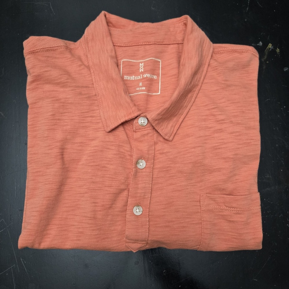 Mutual Weave Cotton Polo Shirt Men's XL Orange Short Sleeve Golf Casual